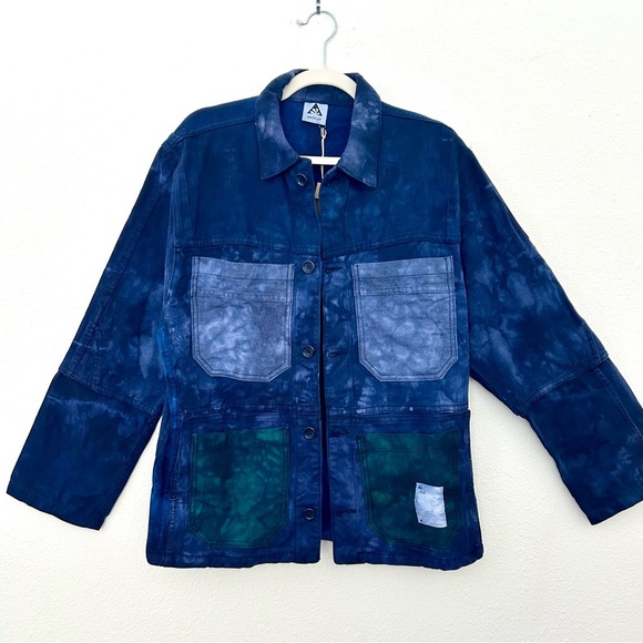 Barn Chore Coat NEW One-of-a-Kind Utility Jacket Over-Dye Blue Green Size Medium - Picture 1 of 14